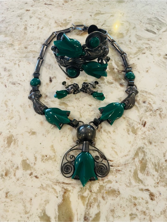Taxco Jewelry - ✨ Rare Find ✨ 1940s "Pre-Eagle" Mexican Modernist 4-piece Taxco Rubi Ramirez.